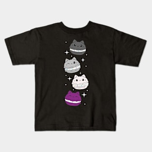 Subtle Asexual Pride Flag Cute Cat Kawaii Macaron Kids T-Shirt